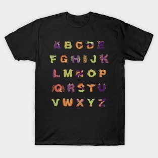 Alphabet Halloween Teacher Kids Cute Monster Alphabet ABC T-Shirt